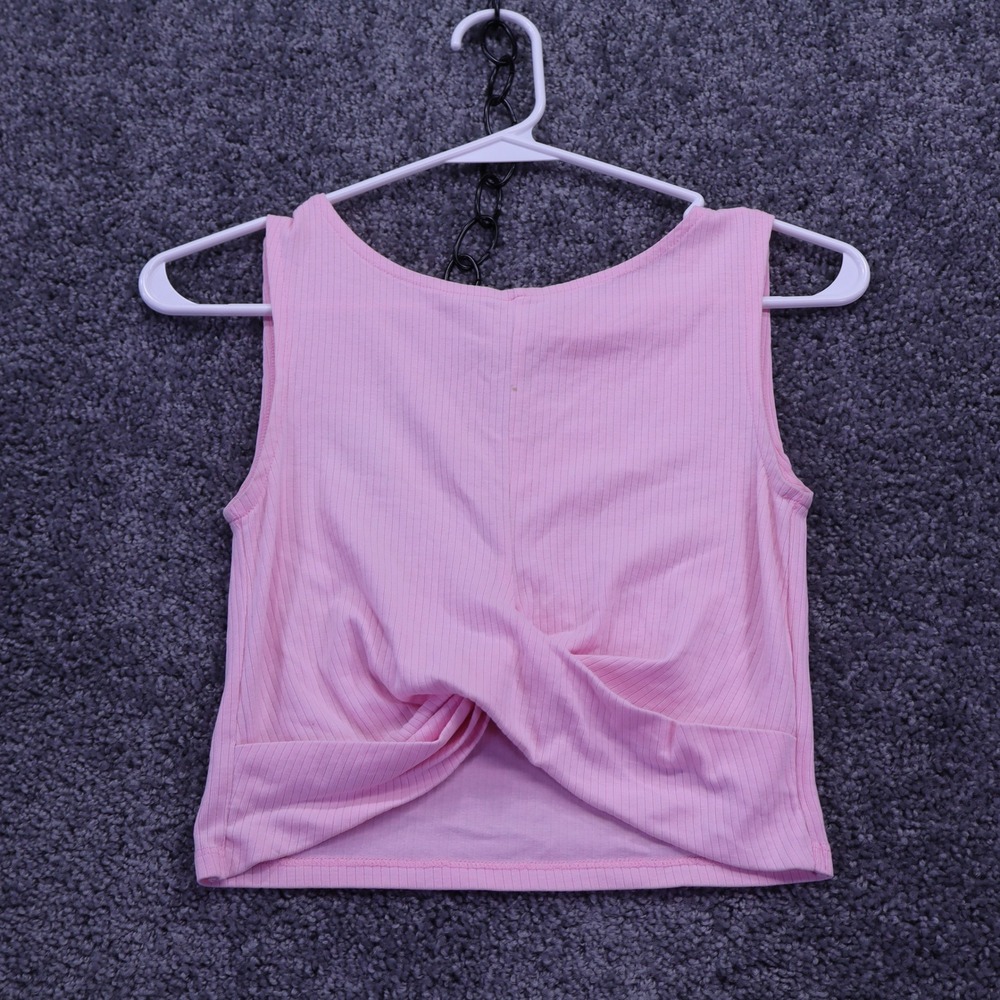 Zara Crop Top Girls 10 Pink Ribbed Knit Sleeveless Twist Front Casual Summer